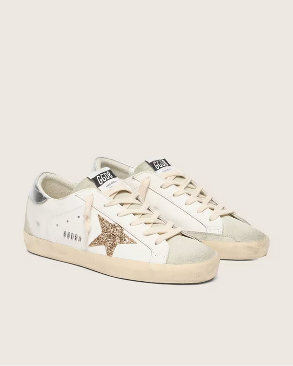 Super-Star Paillettes Dorées et Daim Gris — sneakers iCloth, vue 2