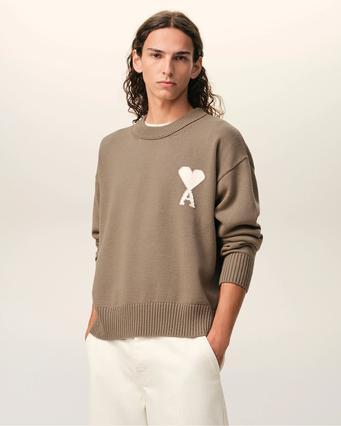 Pull Beige Col Rond AMI — pull iCloth, vue 2