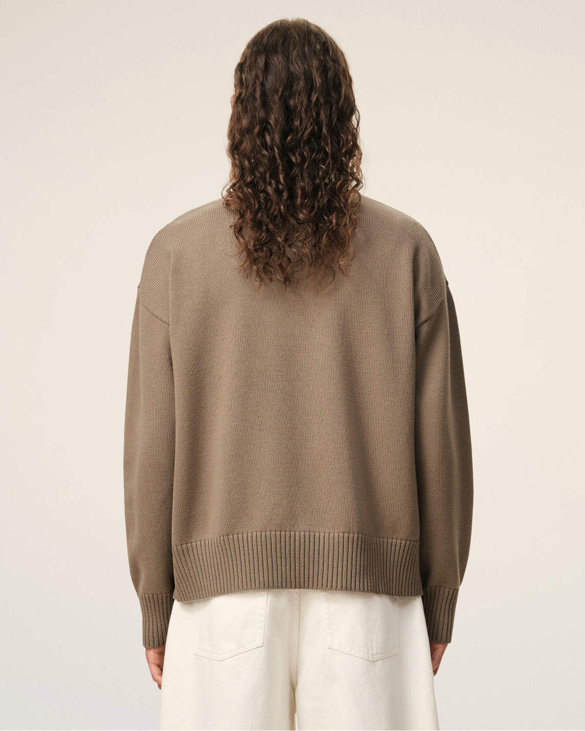 Pull Beige Col Rond AMI — pull iCloth, vue 4