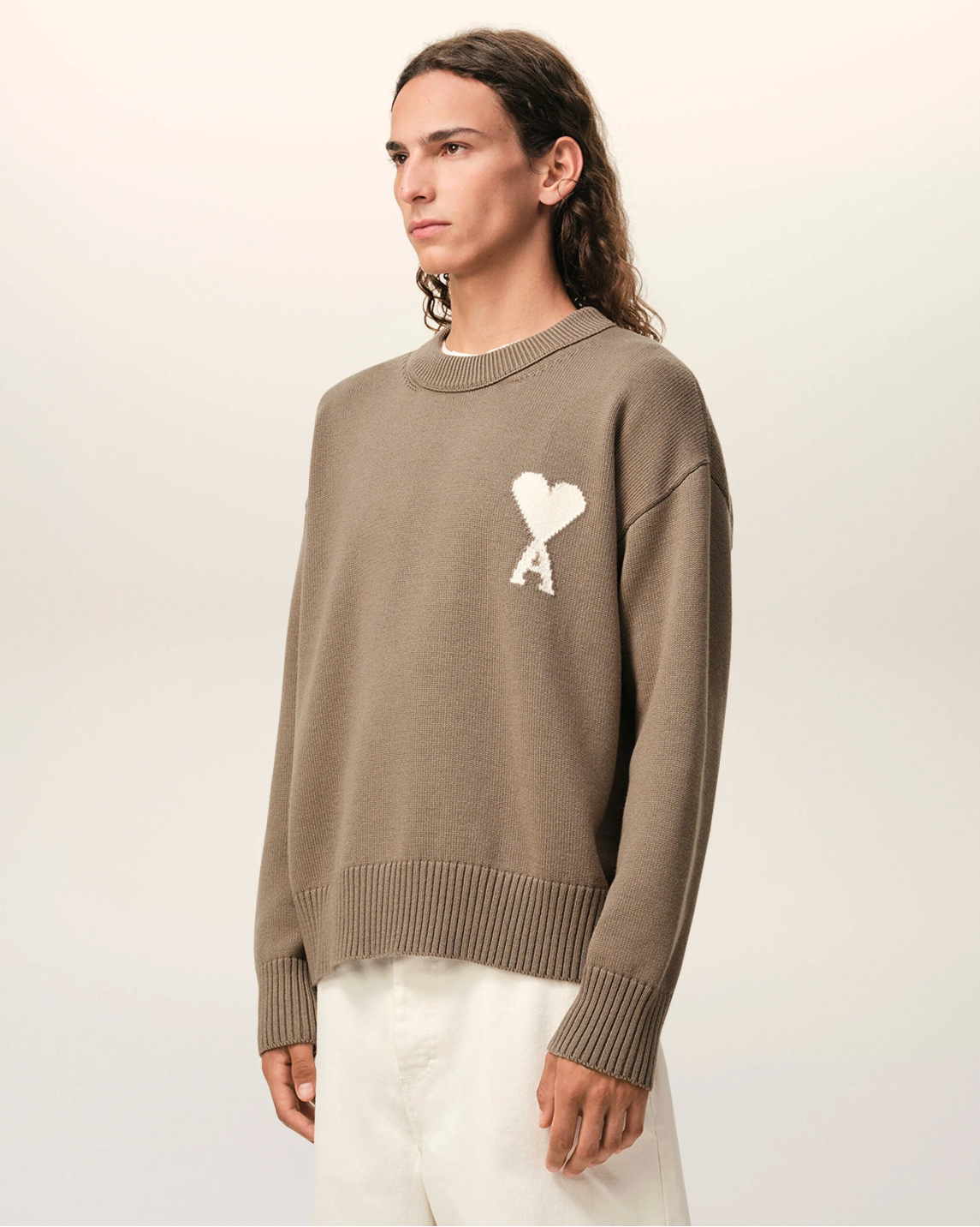 Pull Beige Col Rond AMI — pull iCloth, vue 5