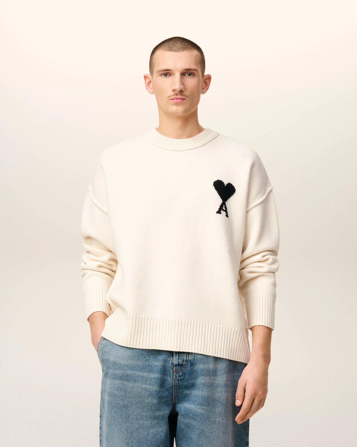 Pull Blanc Col Rond AMI Modèle 2 — pull iCloth