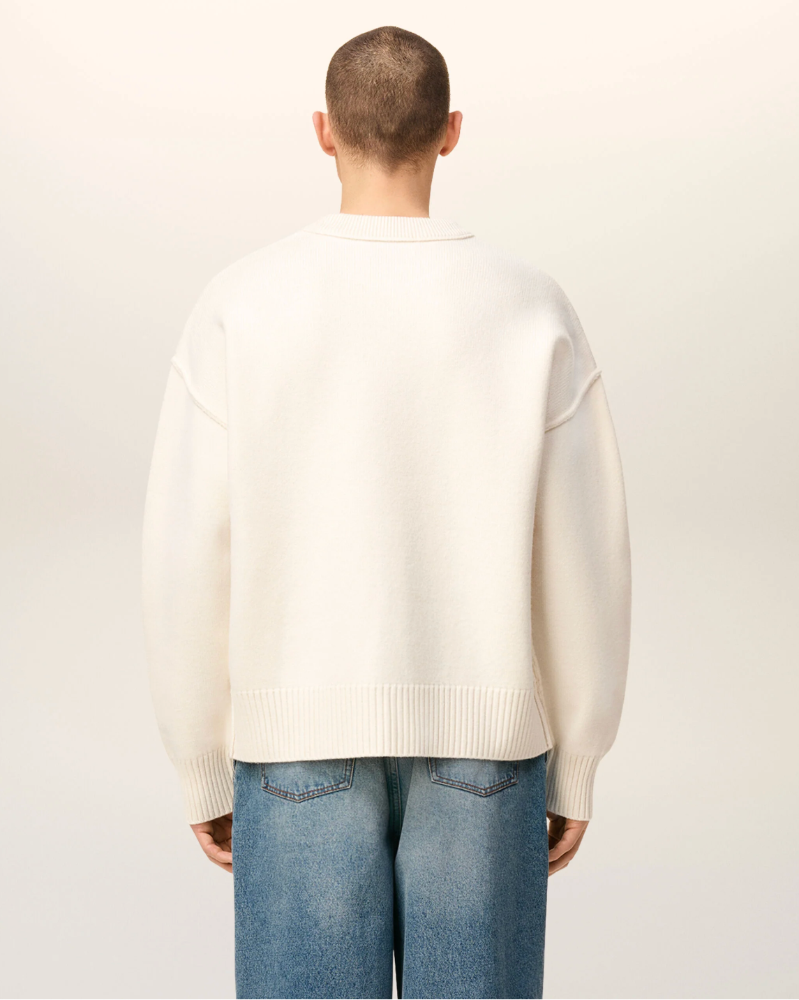 Pull Blanc Col Rond AMI Modèle 2 — pull iCloth, vue 4