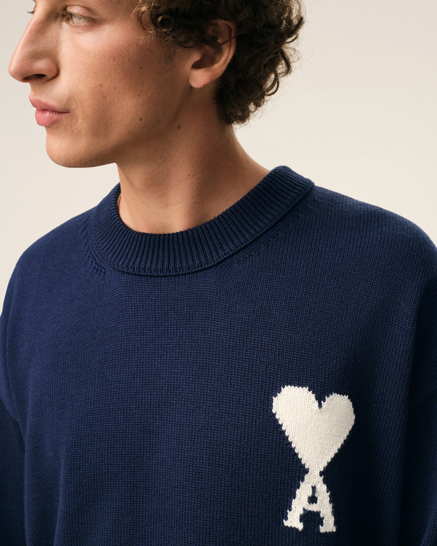 Pull Bleu Col Rond AMI — pull iCloth, vue 3