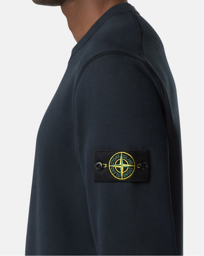 Pull Bleu Marine Coton Stone — pull iCloth, vue 3