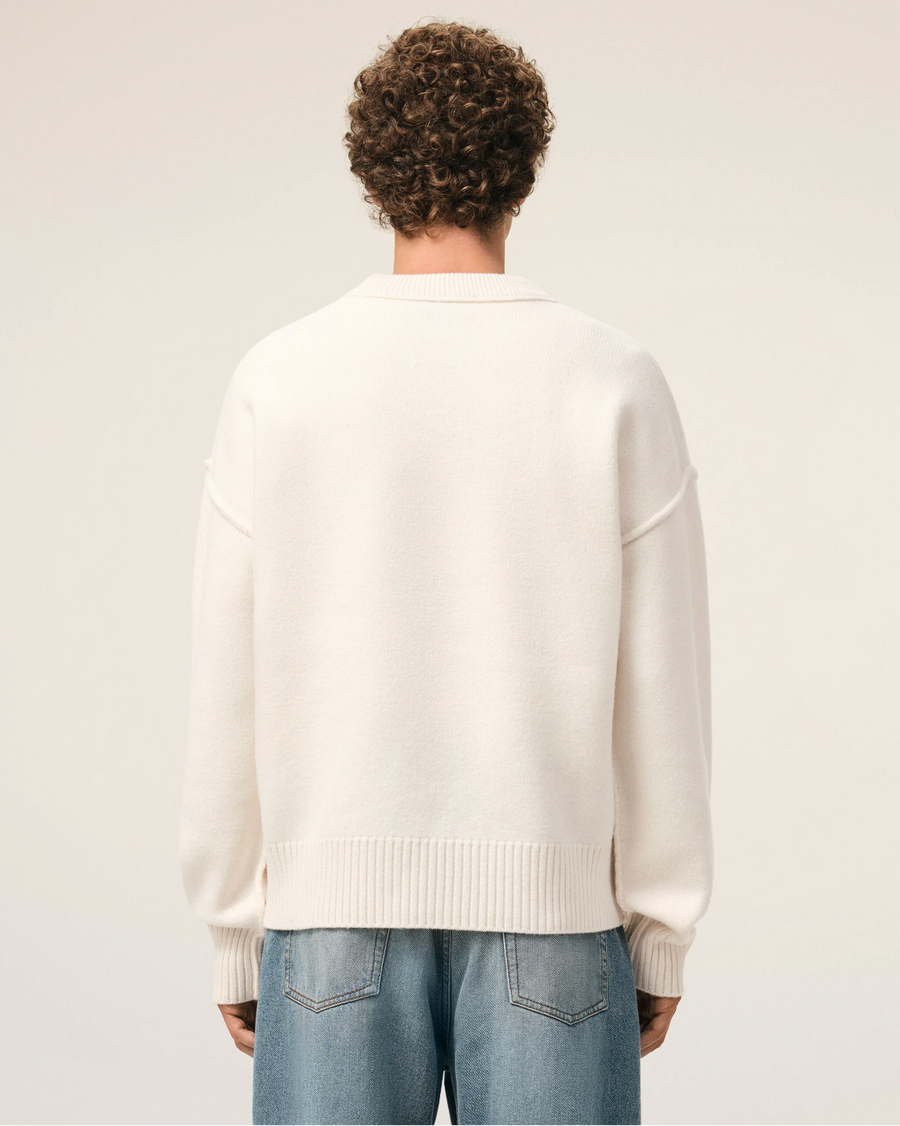 Pull Blanc Col Rond AMI Modèle 1 — pull iCloth, vue 4