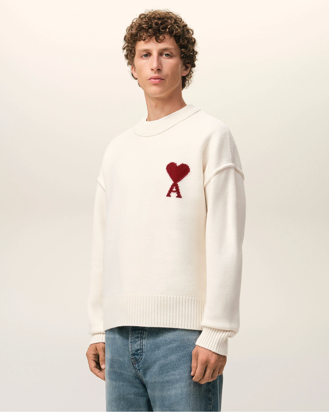 Pull Blanc Col Rond AMI Modèle 1 — pull iCloth, vue 5