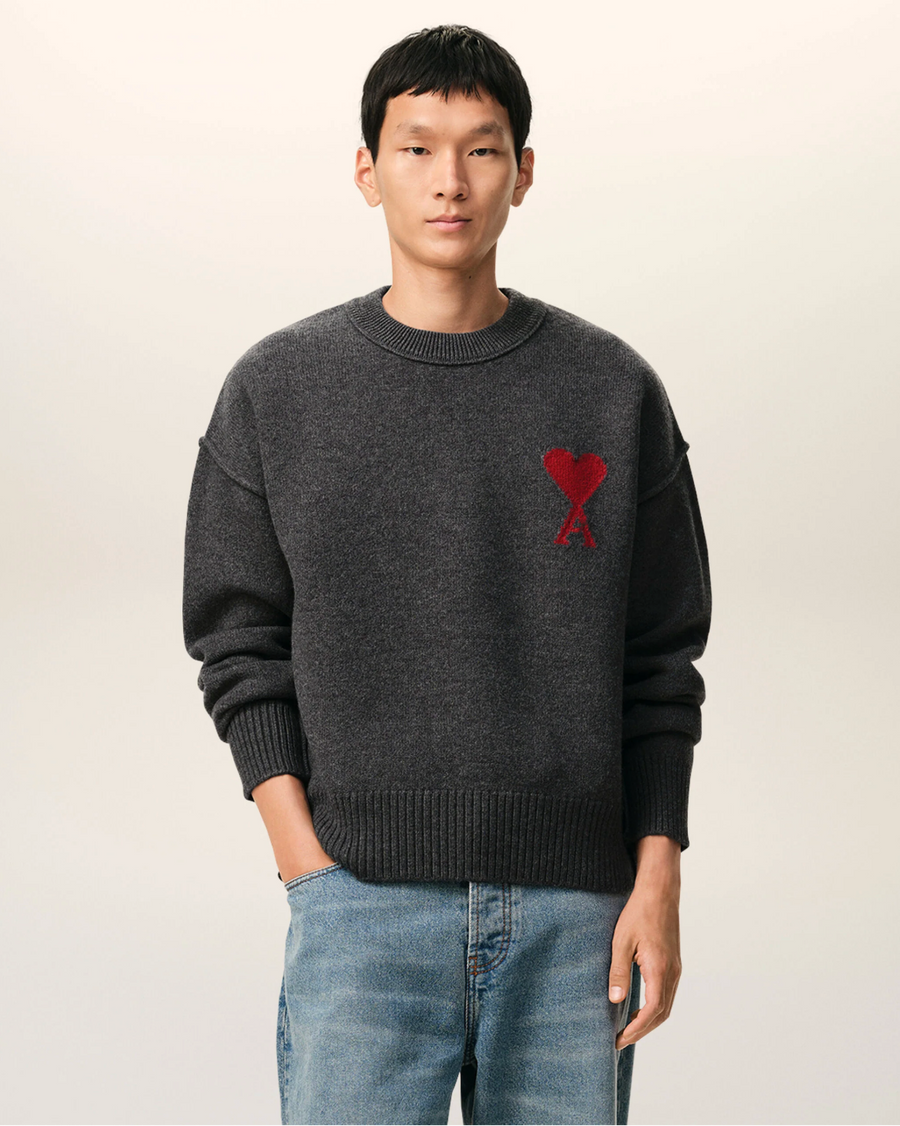 Pull Gris Col Rond AMI Modèle 2 — pull iCloth, vue 2