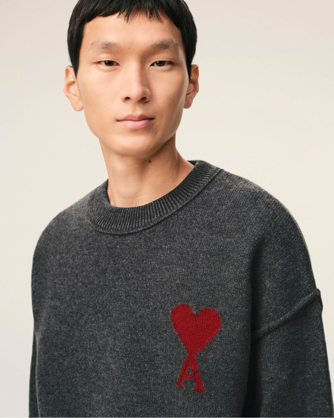 Pull Gris Col Rond AMI Modèle 2 — pull iCloth, vue 3