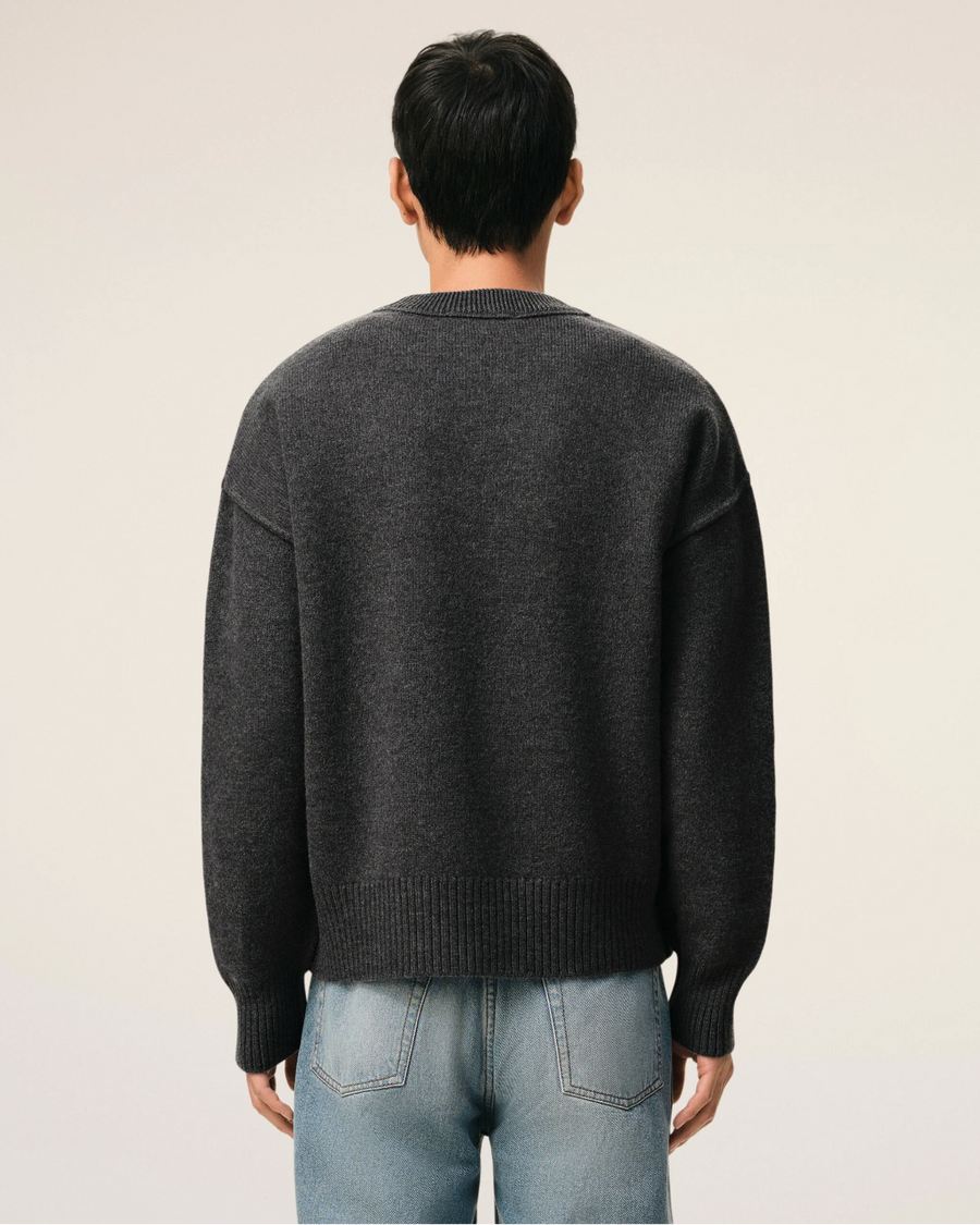 Pull Gris Col Rond AMI Modèle 2 — pull iCloth, vue 4