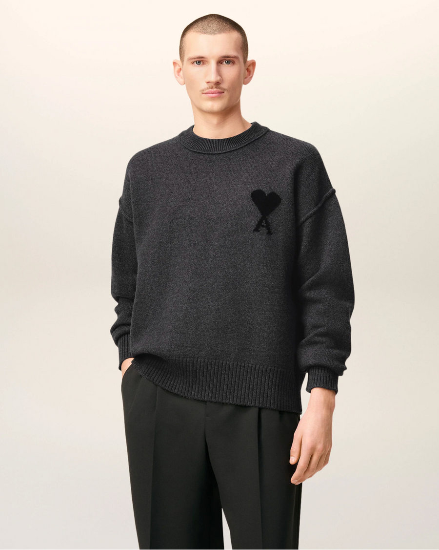 Pull Gris Col Rond AMI Modèle 1 — pull iCloth, vue 2