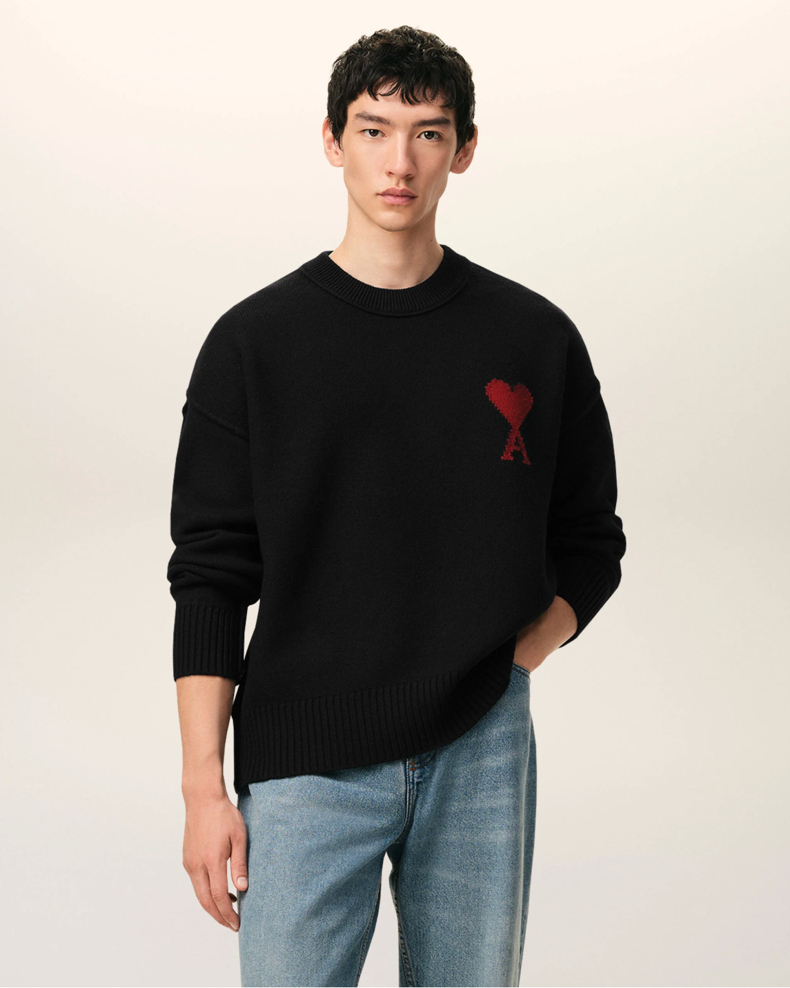 Pull Noir Col Rond AMI — pull iCloth, vue 2