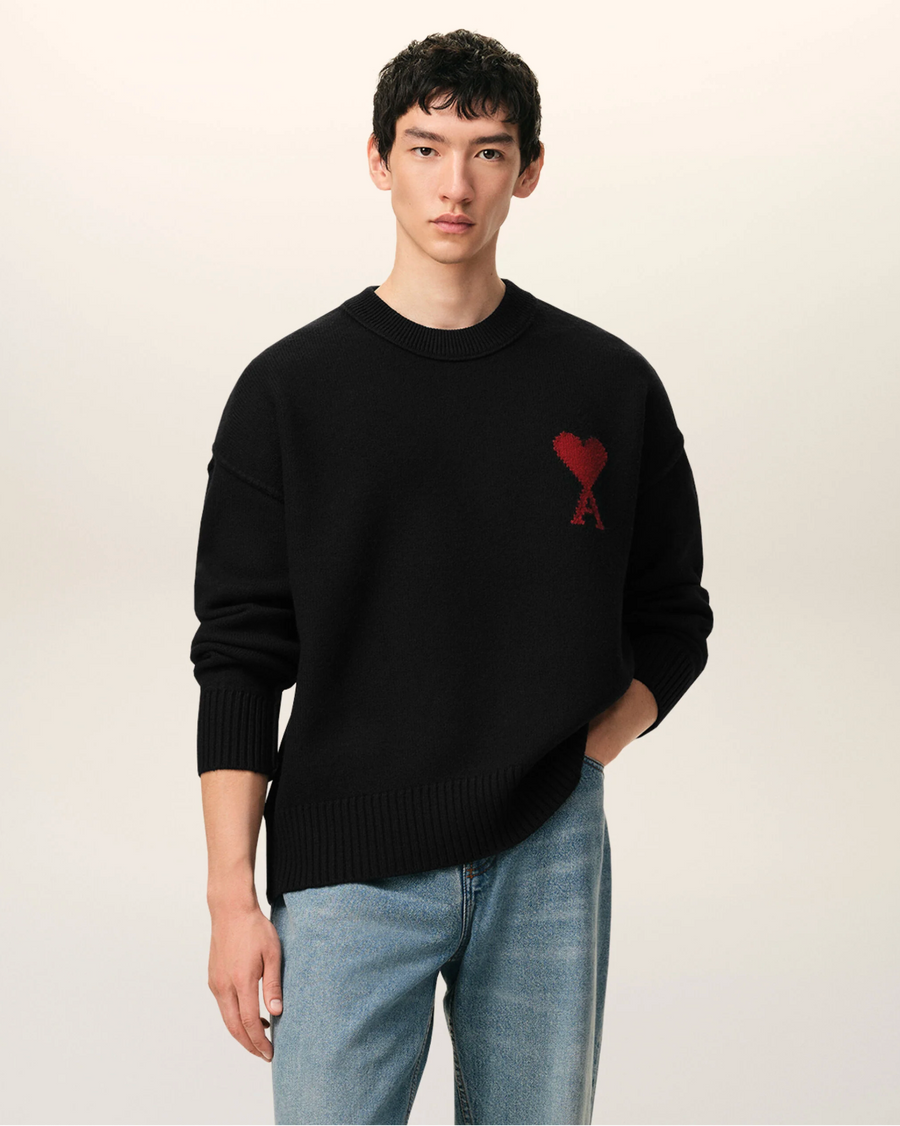 Pull Noir Col Rond AMI — pull iCloth, vue 2