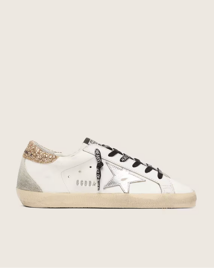 Super-Star Cuir Blanc avec Paillette — sneakers iCloth