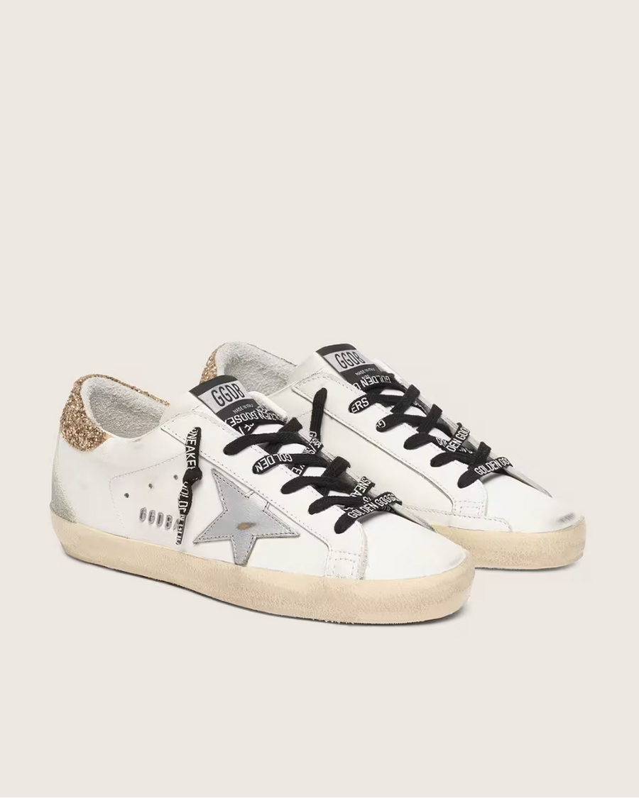 Super-Star Cuir Blanc avec Paillette — sneakers iCloth, vue 2