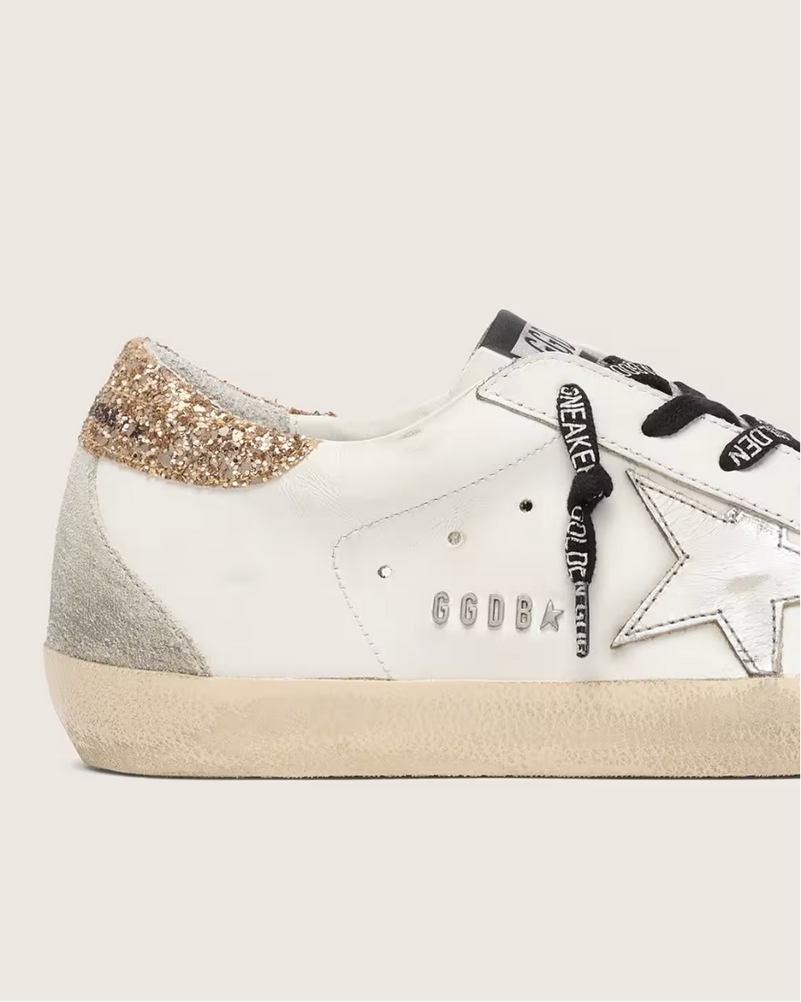 Super-Star Cuir Blanc avec Paillette — sneakers iCloth, vue 4