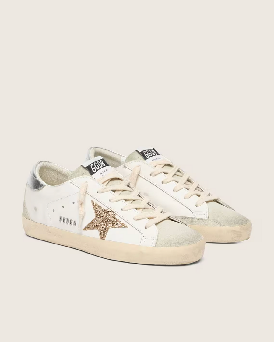 Super-Star Paillettes Dorées et Daim Gris — sneakers iCloth, vue 2