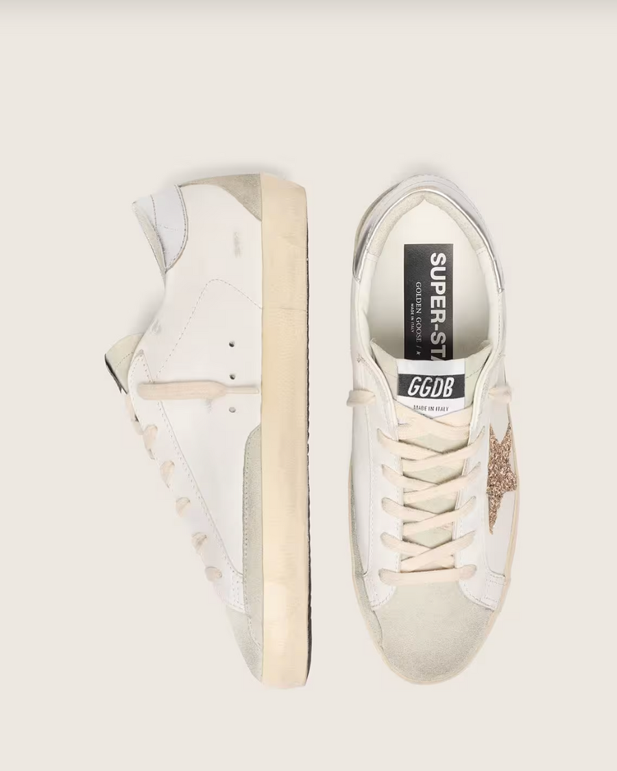 Super-Star Paillettes Dorées et Daim Gris — sneakers iCloth, vue 3